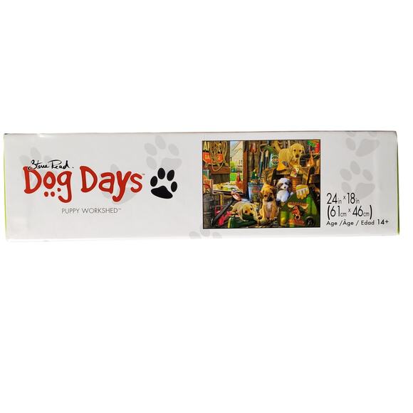 Buffalo 750 Piece‎ Jigsaw Puzzle Dog Days Puppy Workshed 24" x 18" Pre-owned - Picture 6 of 6